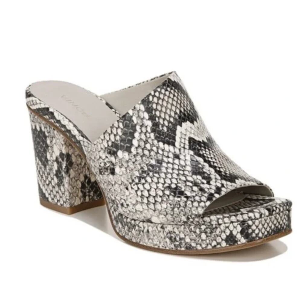 Vince Wyatt platform slides clogs snake print python animal print